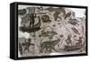 Pygmies, Fish, Ducks and Hippopotamus, Detail from Mosaic Depicting Nilotic Landscape-null-Framed Stretched Canvas