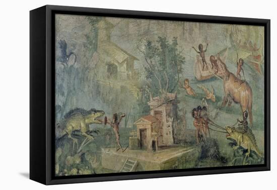 Pygmies Hunting, from the "Casa Del Dottore" from Pompeii, circa 50-79 AD-null-Framed Stretched Canvas