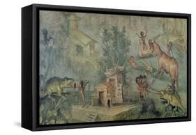 Pygmies Hunting, from the "Casa Del Dottore" from Pompeii, circa 50-79 AD-null-Framed Stretched Canvas