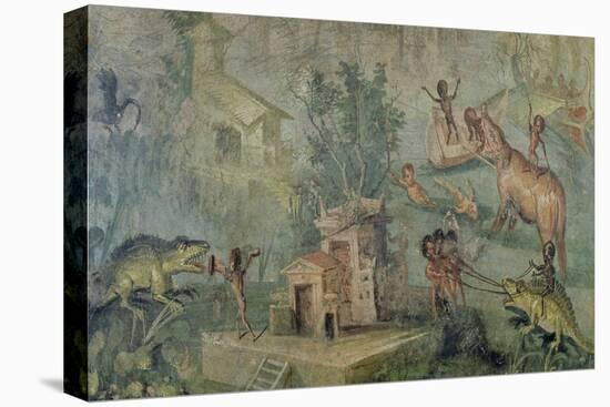 Pygmies Hunting, from the "Casa Del Dottore" from Pompeii, circa 50-79 AD-null-Stretched Canvas