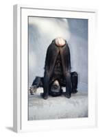 Pygmy, Bonobo Chimpanzee Mooning Keeper for Attention-null-Framed Photographic Print