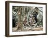 Pygmy Women and Children Outside Huts, Central African Republic, Africa-Ian Griffiths-Framed Photographic Print