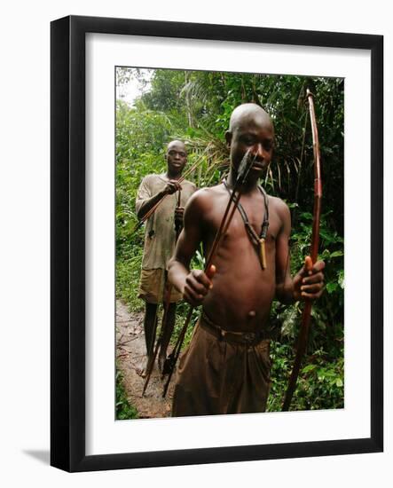 Pygmy Young Men Armed with Bows and Arrows Hunt-null-Framed Photographic Print