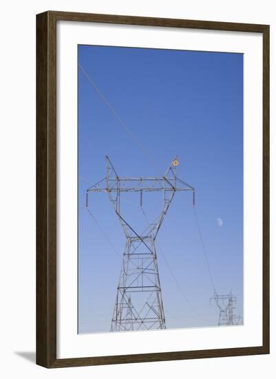 Pylons and Moon, Navajo Generating Station, Near Lake Powell and Antelope Canyon-Jean Brooks-Framed Photographic Print