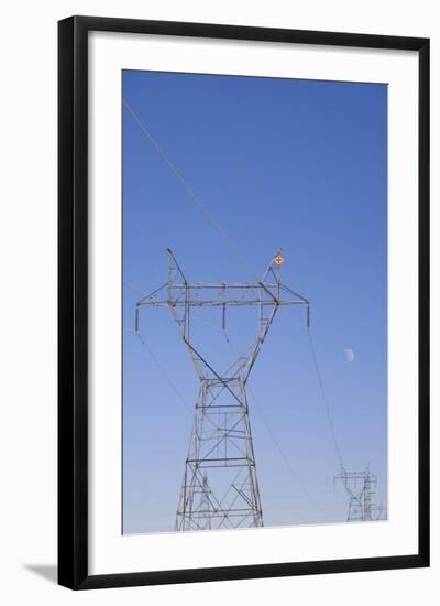 Pylons and Moon, Navajo Generating Station, Near Lake Powell and Antelope Canyon-Jean Brooks-Framed Photographic Print