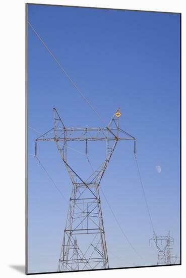 Pylons and Moon, Navajo Generating Station, Near Lake Powell and Antelope Canyon-Jean Brooks-Mounted Photographic Print