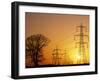 Pylons And Power Lines At Sunset-David Parker-Framed Photographic Print