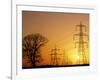 Pylons And Power Lines At Sunset-David Parker-Framed Photographic Print