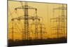 Pylons and power lines in morning light, Germany, Europe-Hans-Peter Merten-Mounted Photographic Print