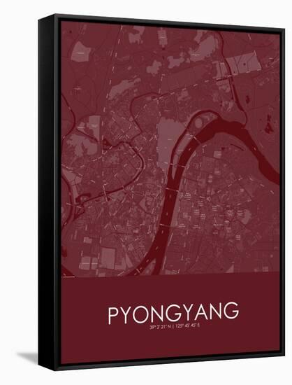 Pyongyang, Korea, Democratic People's Republic of Red Map-null-Framed Stretched Canvas