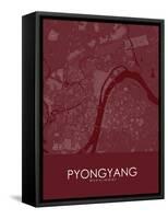 Pyongyang, Korea, Democratic People's Republic of Red Map-null-Framed Stretched Canvas