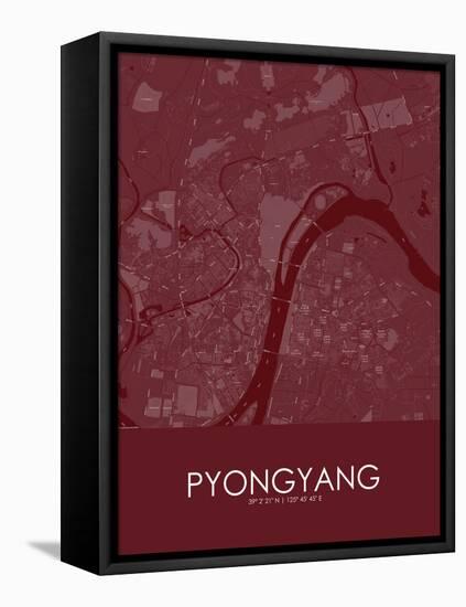 Pyongyang, Korea, Democratic People's Republic of Red Map-null-Framed Stretched Canvas