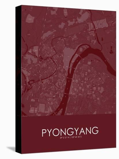 Pyongyang, Korea, Democratic People's Republic of Red Map-null-Stretched Canvas