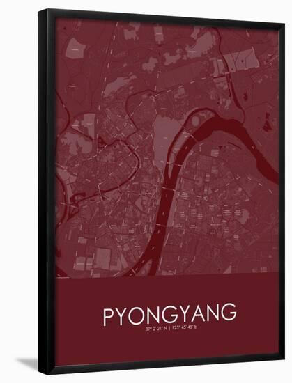 Pyongyang, Korea, Democratic People's Republic of Red Map-null-Framed Poster