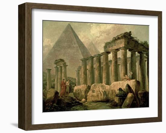 Pyramid and Temples-Hubert Robert-Framed Art Print