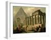 Pyramid and Temples-Hubert Robert-Framed Art Print