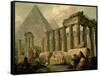 Pyramid and Temples-Hubert Robert-Framed Stretched Canvas