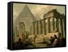 Pyramid and Temples-Hubert Robert-Framed Stretched Canvas