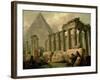 Pyramid and Temples-Hubert Robert-Framed Art Print