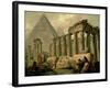 Pyramid and Temples-Hubert Robert-Framed Art Print