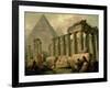 Pyramid and Temples-Hubert Robert-Framed Art Print