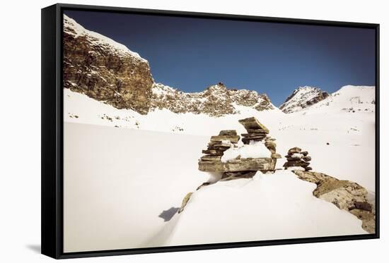 Pyramid Build from Stones on A Mountain Slope-Anze Bizjan-Framed Stretched Canvas