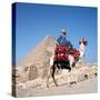 Pyramid Giza Egypt Man on Camel-null-Stretched Canvas