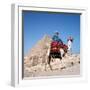 Pyramid Giza Egypt Man on Camel-null-Framed Photographic Print