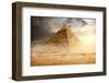 Pyramid in Sand Dust under Gray Clouds-Givaga-Framed Photographic Print