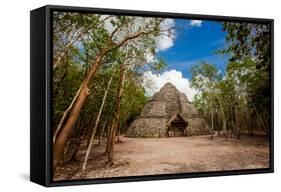 Pyramid in the Ancient Mayan Ruins of Coba, Outside of Tulum, Mexico, North America-Laura Grier-Framed Stretched Canvas