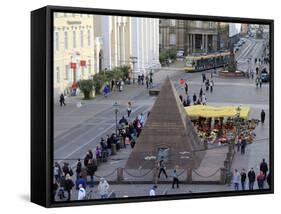 Pyramid in the Market Square, Karlsruhe, Baden-Wurttemberg, Germany, Europe-Hans Peter Merten-Framed Stretched Canvas