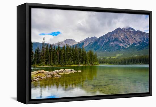 Pyramid Lake, Pyramid Mountain, Jasper National Park-Sonja Jordan-Framed Stretched Canvas