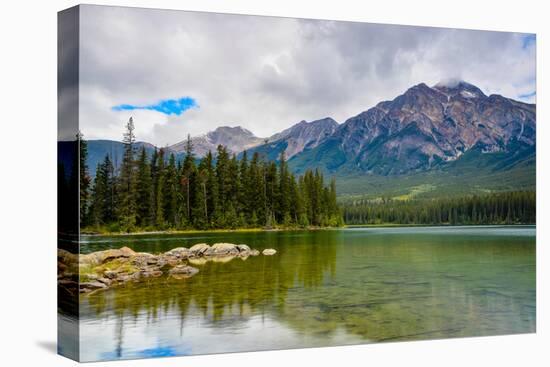 Pyramid Lake, Pyramid Mountain, Jasper National Park-Sonja Jordan-Stretched Canvas