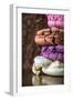 Pyramid of Broken Macaroon on a Metal Background Vertical-Denis Karpenkov-Framed Photographic Print