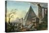 Pyramid of Caius Cestius at Rome-Jean-Baptiste Lallemand-Stretched Canvas