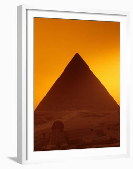 Pyramid of Khafre and Sphinx, Giza Plateau, Old Kingdom, Egypt-Kenneth Garrett-Framed Premium Photographic Print