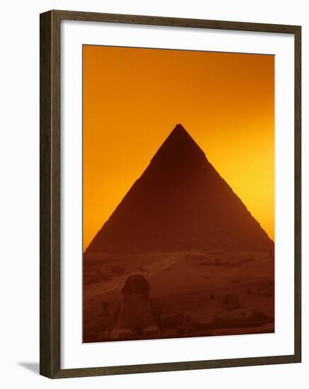 Pyramid of Khafre and Sphinx, Giza Plateau, Old Kingdom, Egypt-Kenneth Garrett-Framed Premium Photographic Print