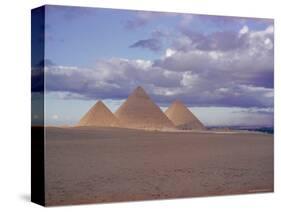 Pyramid of Menkewre (Left), Pyramid of Chephren (Centre), Pyramid of Cheops (Right), Giza, Egypt-Walter Rawlings-Stretched Canvas