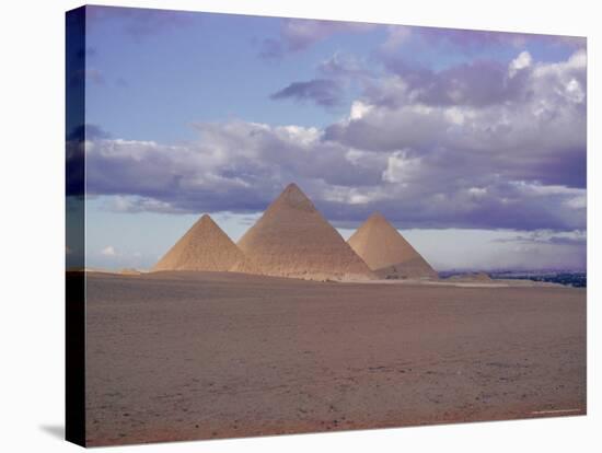 Pyramid of Menkewre (Left), Pyramid of Chephren (Centre), Pyramid of Cheops (Right), Giza, Egypt-Walter Rawlings-Stretched Canvas