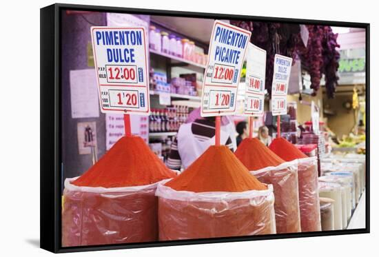 Pyramid of Spices, Mercado Centra (Central Market), Valencia, Comunidad Valencia, Spain, Europe-Markus Lange-Framed Stretched Canvas