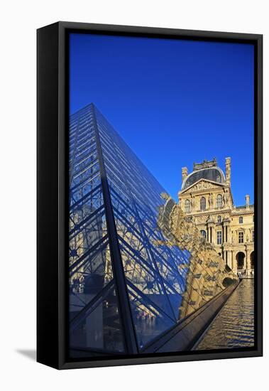 Pyramid of the Louvre, Paris, France, Europe-Hans-Peter Merten-Framed Stretched Canvas