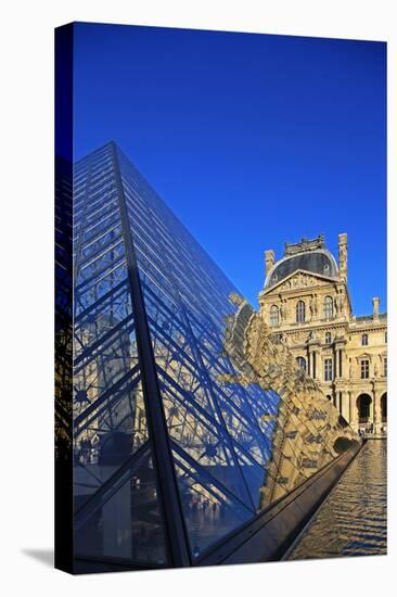 Pyramid of the Louvre, Paris, France, Europe-Hans-Peter Merten-Stretched Canvas