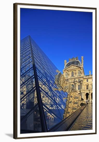 Pyramid of the Louvre, Paris, France, Europe-Hans-Peter Merten-Framed Premium Photographic Print