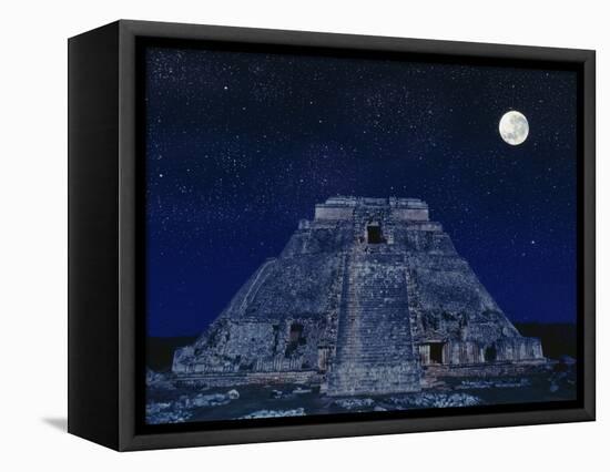 Pyramid of the Magician at Night-Robert Landau-Framed Stretched Canvas