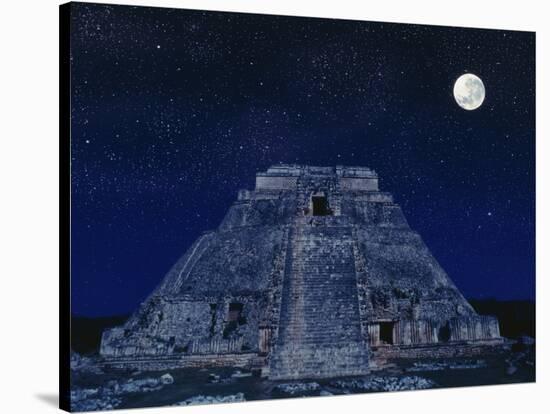 Pyramid of the Magician at Night-Robert Landau-Stretched Canvas