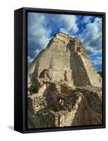 Pyramid of the Magician, Mayan Archaeological Site, Uxmal, Yucatan State, Mexico-null-Framed Stretched Canvas