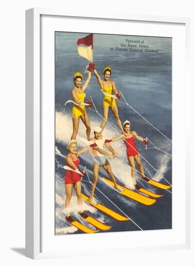 Pyramid of Water Skiers, Cypress Gardens, Florida-null-Framed Art Print