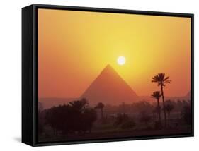 Pyramid Silhouetted at Sunset, Giza, UNESCO World Heritage Site, Cairo, Egypt, North Africa, Africa-Groenendijk Peter-Framed Stretched Canvas