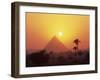 Pyramid Silhouetted at Sunset, Giza, UNESCO World Heritage Site, Cairo, Egypt, North Africa, Africa-Groenendijk Peter-Framed Photographic Print