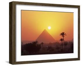 Pyramid Silhouetted at Sunset, Giza, UNESCO World Heritage Site, Cairo, Egypt, North Africa, Africa-Groenendijk Peter-Framed Photographic Print